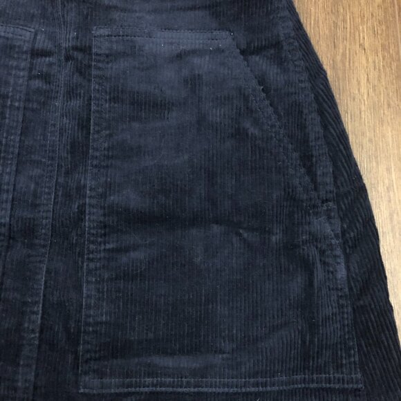 UNIQLO Corduroy Mini Skirt Size 0 Navy Blue Y2k Large Patch Pockets - Picture 4 of 8